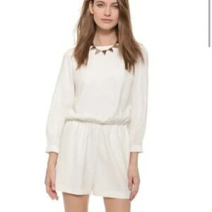 Club Monaco White Contemporary Short‎ Romper 3/4 Sleeve Size 0
